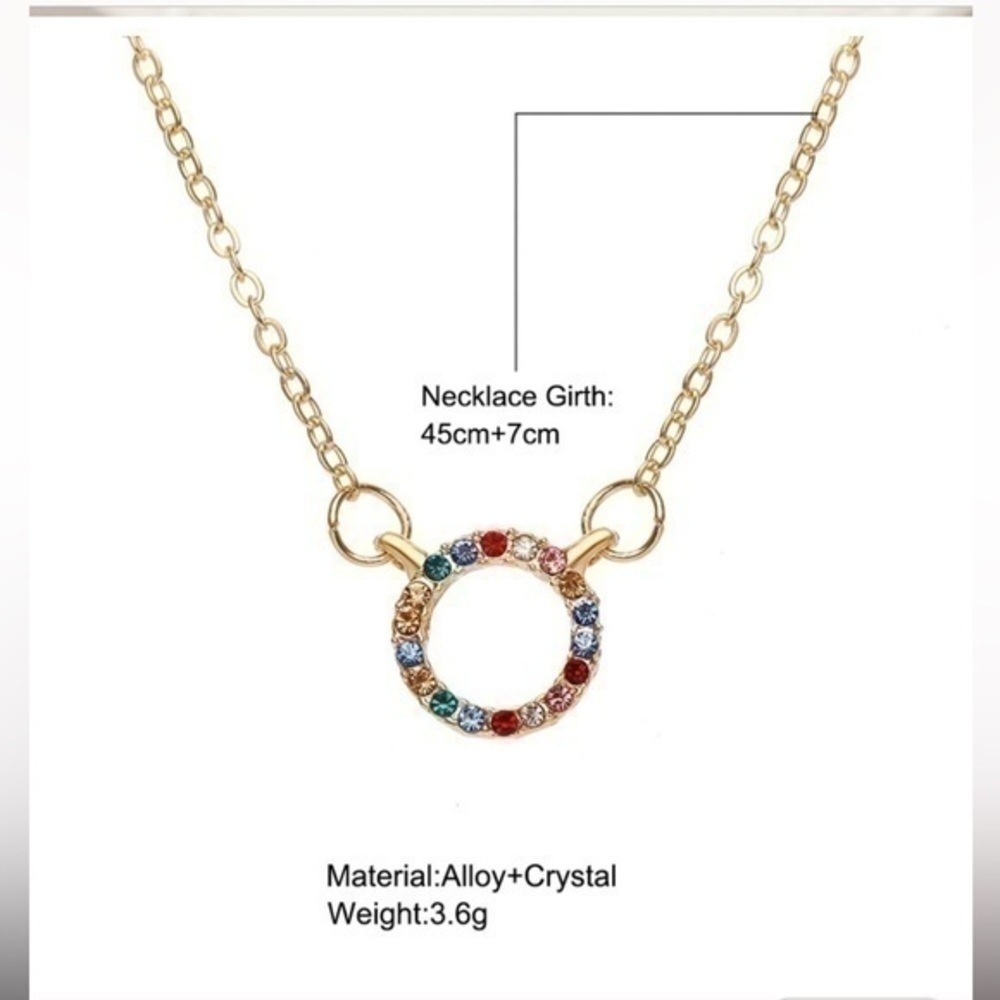 🆕 Multi Colored Rhinestone Necklace - Picture 3 of 3